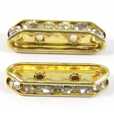 1 Gold Plated Diamante Crystal Spacer Bar 2-Row
