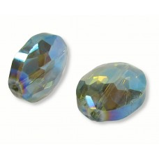 10 Crystal Chunky Oval  20mm Faceted Bead – Mid Green Vitrail