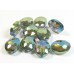 10 Crystal Chunky Oval  20mm Faceted Bead – Mid Green Vitrail