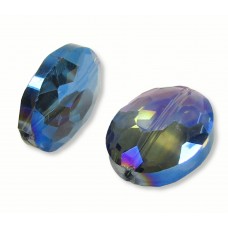 10 Crystal Chunky Oval  20mm Faceted Bead – Bermuda Blue AB