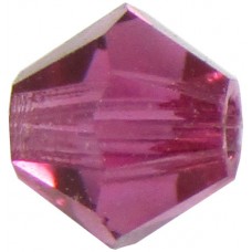 100 Fuchsia Preciosa Crystal 4mm Bicone Beads