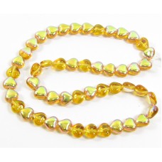 50 Heart 6mm Beads - Topaz AB