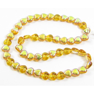 50 Heart 6mm Beads - Topaz AB