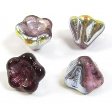 50 Czech Glass Amethyst/ Vitrail 6x8mm Flowers