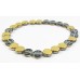 25 Czech Glass Montana Blue/ Gold Disc 8mm Beads