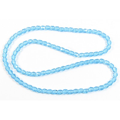 1 Strand 4mm Aqua Czech Firepolish beads