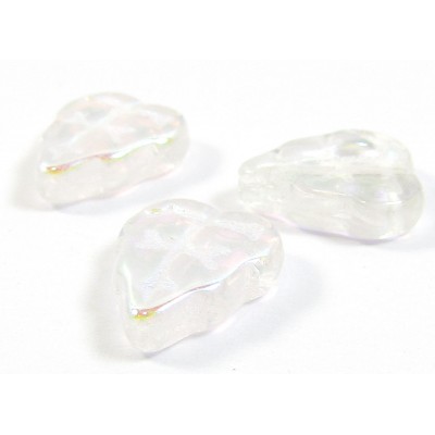 25 of Czech Glass Crystal/ Aurora Borealis Leaf 10mm Beads