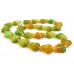 25 of Czech Glass Stripy Lemon-Green Leaf 10mm Beads