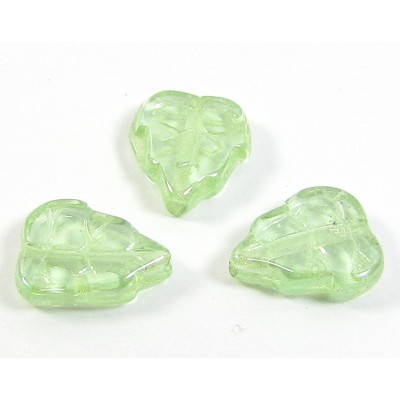 25 of Czech Glass Peridot Lustre Leaf 10mm Beads