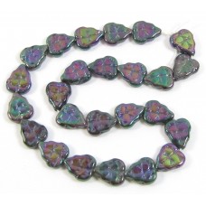 25 of Czech Glass Purple Iris Lustre Leaf 10mm Beads