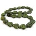 25 of Czech Glass Dark Green Lustre Leaf 10mm Beads