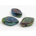 25 of Czech Glass Dark Green Iris Lustre Leaf 12mm Beads