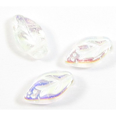 25 of Crystal AB Top Drilled Leaf 10mm Beads