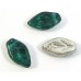 25 of Emerald Silver Top Drilled Leaf 10mm Beads