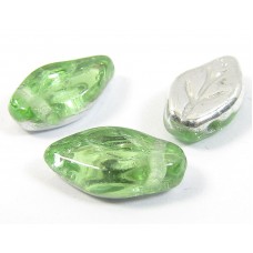 25 of Peridot Silver Top Drilled Leaf 10mm Beads