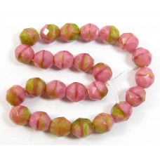 25 Czech glass firepolish crystal 8mm Peach-Pink-Green 8mm Beads
