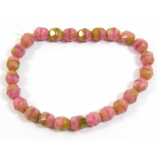 50 Czech Glass Firepolish Crystal 6mm Peach-Pink-Green Beads