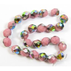 25 Czech Glass Firepolish Crystal 8mm Opaque Pink Vitrail