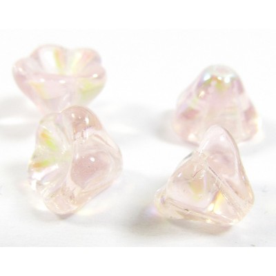 50 Czech Glass Rosaline/ AB 6x8mm Flower Beads