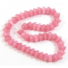 50 Czech Glass Opaque Pink 6x8mm Flower Beads