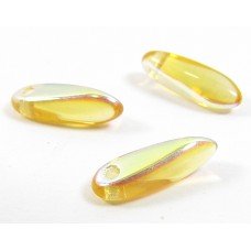 100 Czech Glass Topaz AB Dagger 10mm Beads