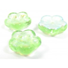 50 Czech Glass Peridot/ AB Flat Flower 8mm Beads