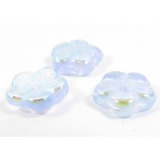 50 Czech Glass Light Sapphire/ AB Flat Flower 8mm Beads