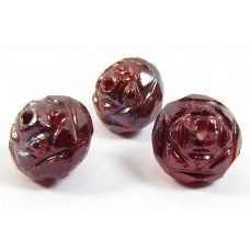 25 Siam Ruby/ Vega Firepolish Faceted Czech Glass 8mm Beads