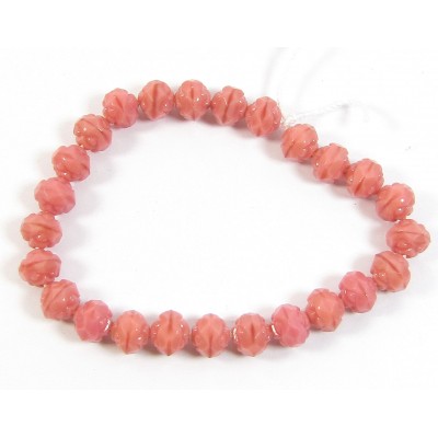 25 Coral Pink Firepolish Faceted Czech Glass 6mm Beads