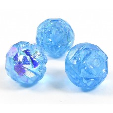 25 Bright Blue / Vitrail Firepolish Faceted Czech Glass 8mm Beads