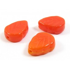 25 Czech Glass Multi Orange Leaf 10mm Beads