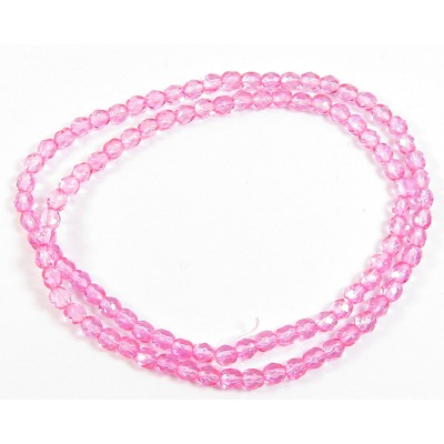 100 Firepolish Beads 4mm Coral Rose transparent 
