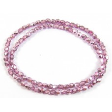 100 Firepolish Beads 4mm Metallic Rose Pink.
