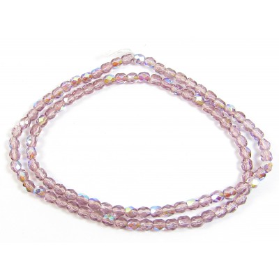 100 Firepolish Beads 4mm Light Amethyst transparent / AB.