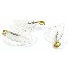 10 Czech Glass Crystal 17mm Leaves - Clear