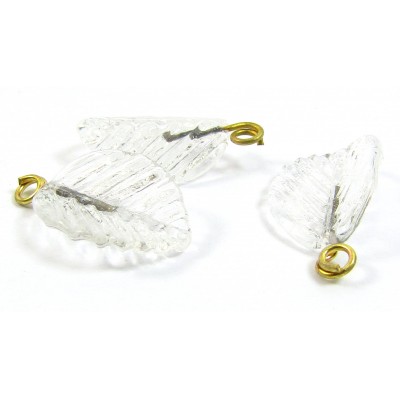 10 Czech Glass Crystal 17mm Leaves - Clear