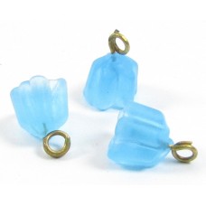 10 Czech Glass Frosted Caribbean Blue 9mm Flowers 