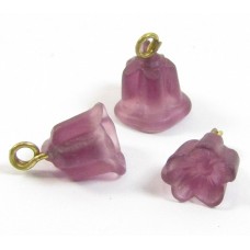 10 Czech Glass Frosted Dark Amethyst Pink 9mm Flowers 