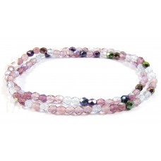 100 Firepolish Glass Beads 4mm Amethyst/ Purple Mix