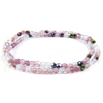 100 Firepolish Glass Beads 4mm Amethyst/ Purple Mix