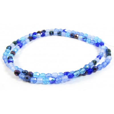 100 Firepolish Glass Beads 4mm Blue Mix