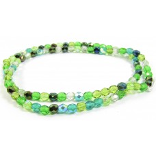100 Firepolish Glass Beads 4mm Green Mix