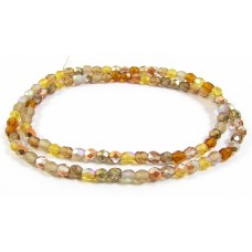 100 Firepolish Glass Beads 4mm Caramel Mix