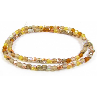 100 Firepolish Glass Beads 4mm Caramel Mix