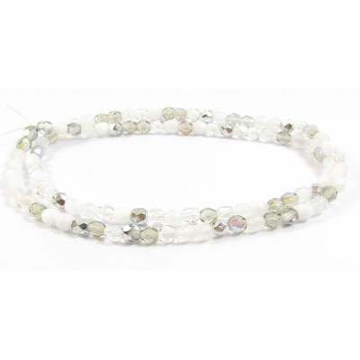 100 Firepolish Glass Beads 4mm Snow Mix