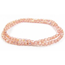 100 Firepolish Glass Beads 4mm Peach Rose