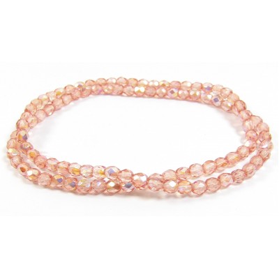 100 Firepolish Glass Beads 4mm Peach Rose