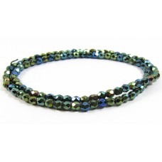 1 Strand Firepolish Glass Beads 4mm Green Iris