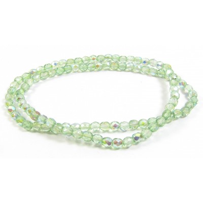 100 Firepolish Glass Beads 4mm Spring Green