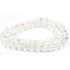 Strand Firepolish Beads 8mm Clear Aurora Borealis
